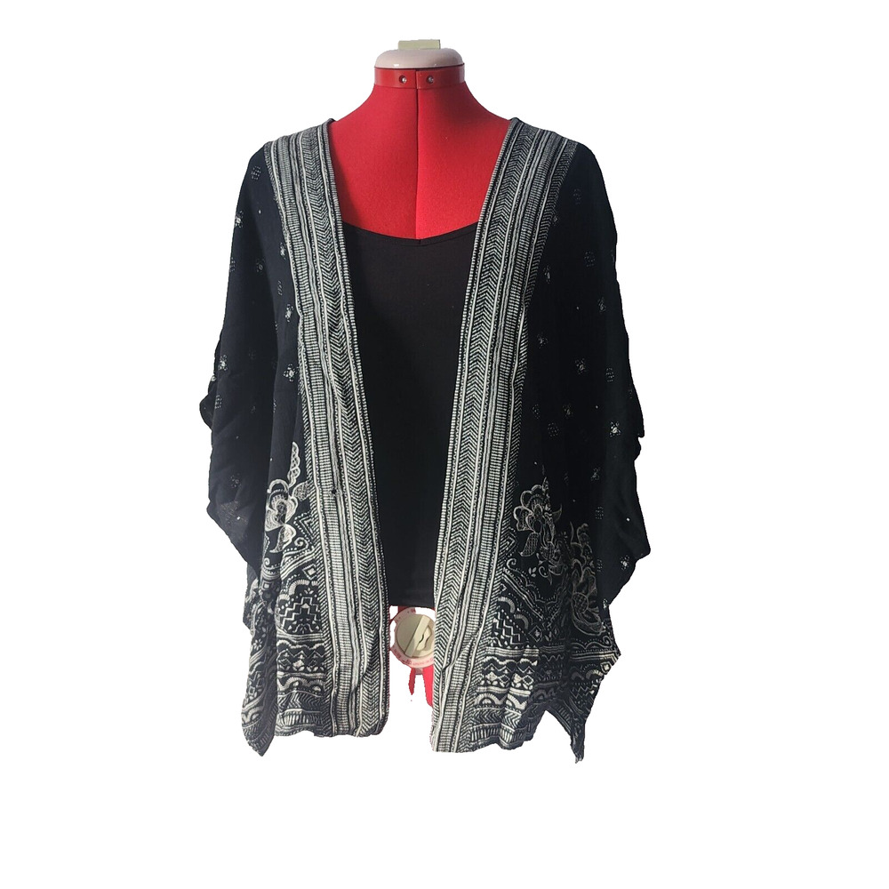 MAURICE Black Folded Boho Lightweight Cover Up Wrap‎ Size S/M